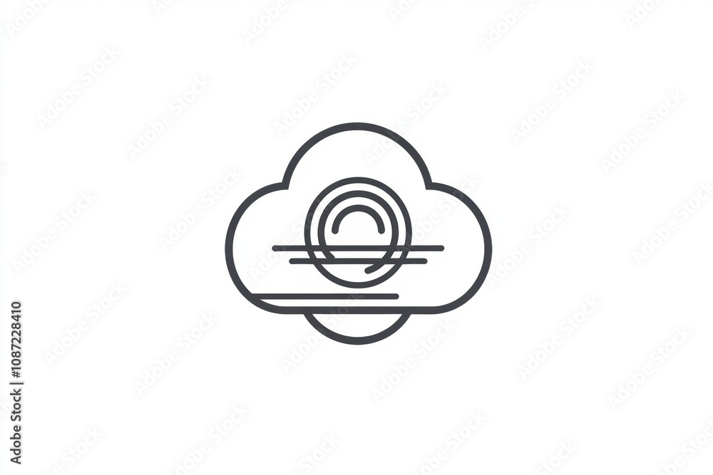 Leinwandbilder this cloud icon features a minimalist circular design within it, ideal for representing weather cond