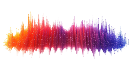Sound wave equalizer pattern against transparent background for music-themed visuals or tech presentations