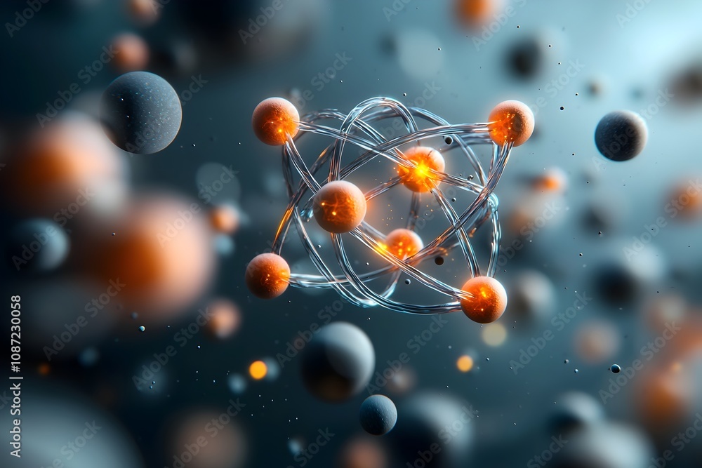 Aufkleber captivating subatomic particles a mesmerizing scientific visualization of molecular structures depic