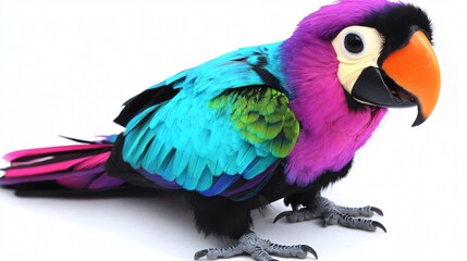 Fototapeta premium A symphony of vibrant colors: a close-up portrait of a parrot, its plumage a mesmerizing blend of tropical hues, set against a stark white backdrop. #parrot #bird #colorful #wildlife #nature