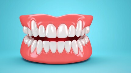 Dental check-up  teeth cleaning  smile maintenance concept. Open mouth with teeth on a blue background