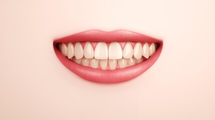 Dental check-up  teeth cleaning  smile maintenance concept. Smiling lips with bright, white teeth and glossy finish.