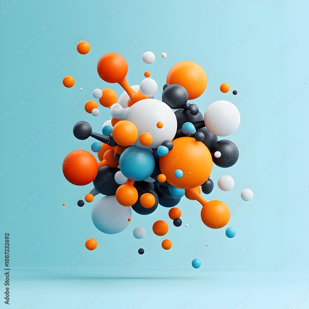 Poster this vibrant and dynamic 3d rendered offers an abstract geometric interpretation of the insulin mole