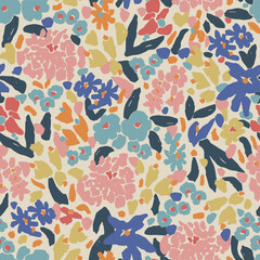 Vector cute ditsy floral illustration seamless repeat pattern digital artwork