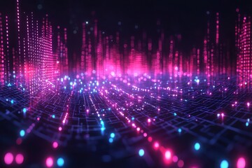 Fototapeta premium Visualize financial data analyzing neon market graphs in a digital environment for insightful trends