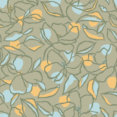 Vector retro color flower seamless pattern digital artwork