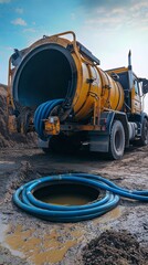 Heavy Duty Vacuum Truck on Construction Site