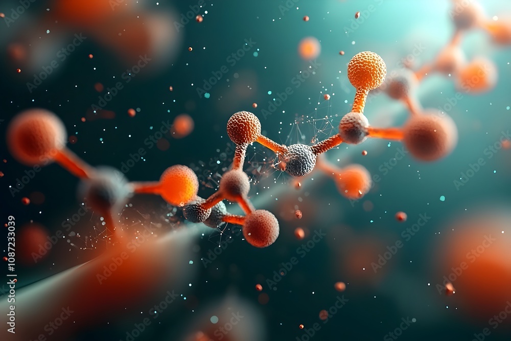 Poster captivating abstract depiction of the intricate molecular architecture underlying natural forms deli