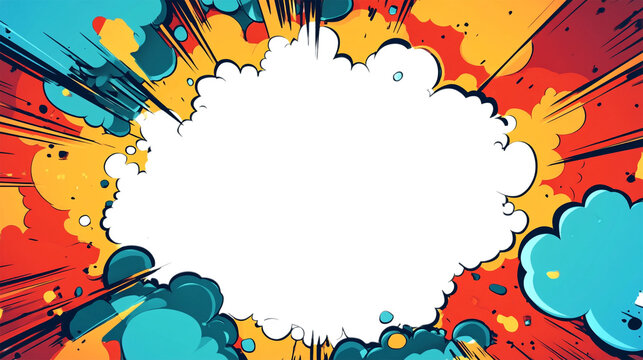 3d Empty comic-style background frame against transparent background for customizing with text or graphics, perfect for comic strips or creative designs