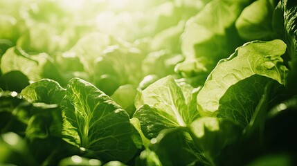 Close-up of organic lettuce leaves, bright green and fresh, ideal for salads and healthy dishes.