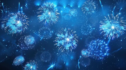 Fototapeta premium Blue Fireworks Display