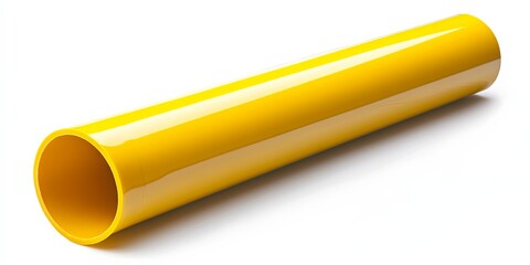 Yellow Plastic Pipe Isolated on White Background