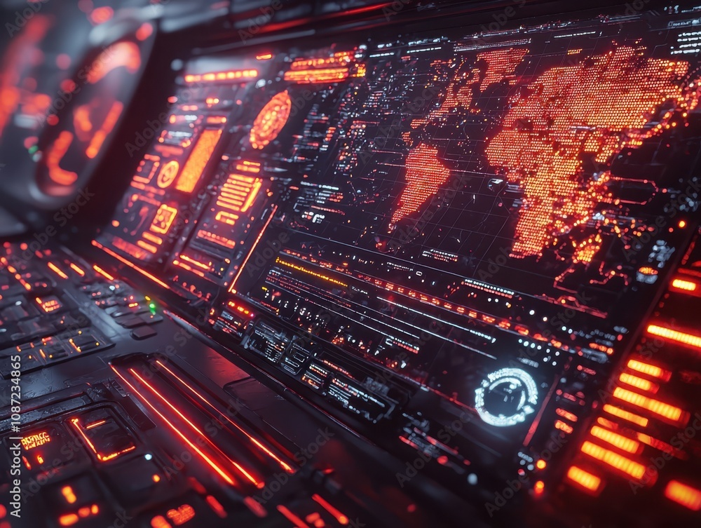 Poster exploring the futuristic command center data streams augmenting decision-making in a digital environ