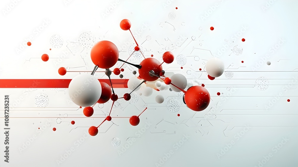 Poster captivating molecular structure intricate geometric patterns in a sleek technical featuring a highly