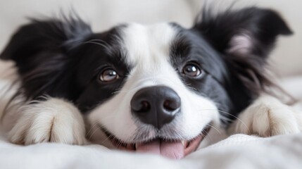 Adorable Border Collie Dog Portrait: Close-Up of a Happy Canine Companion