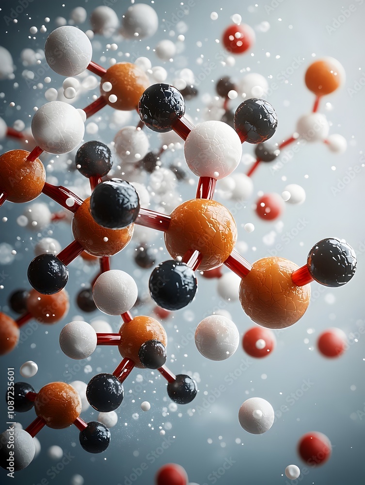 Poster captivating molecular structure with intricate atomic bonds and mesmerizing scientific of complex ch