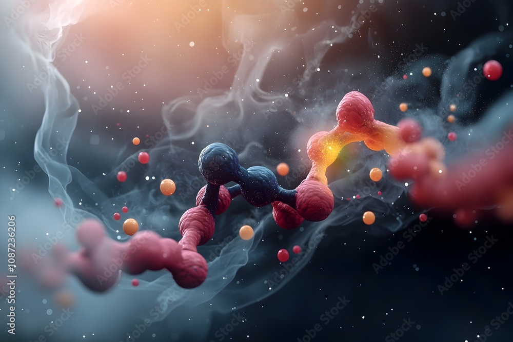 Poster mesmerizing molecular choreography a captivating digital painting depicting the dynamic and intricat