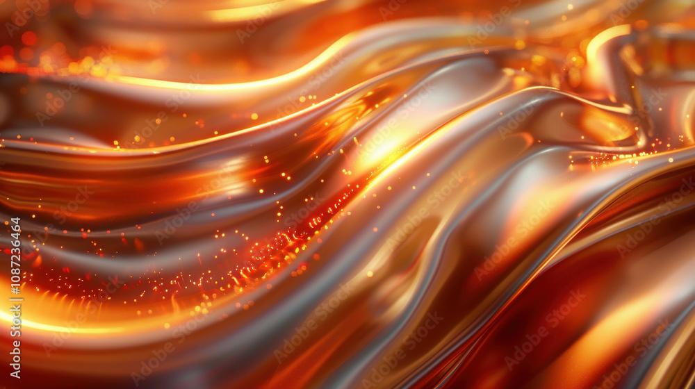 Poster a wave of liquid with red and white swirls. the red swirls are made of small dots