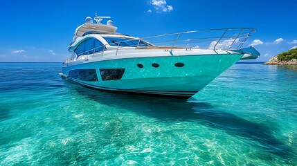 Fototapeta premium Luxury Yacht Anchored in Turquoise Waters