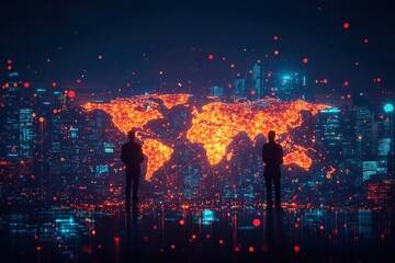 Obraz premium Connecting global business networks a visualization of interconnectedness in urban environments