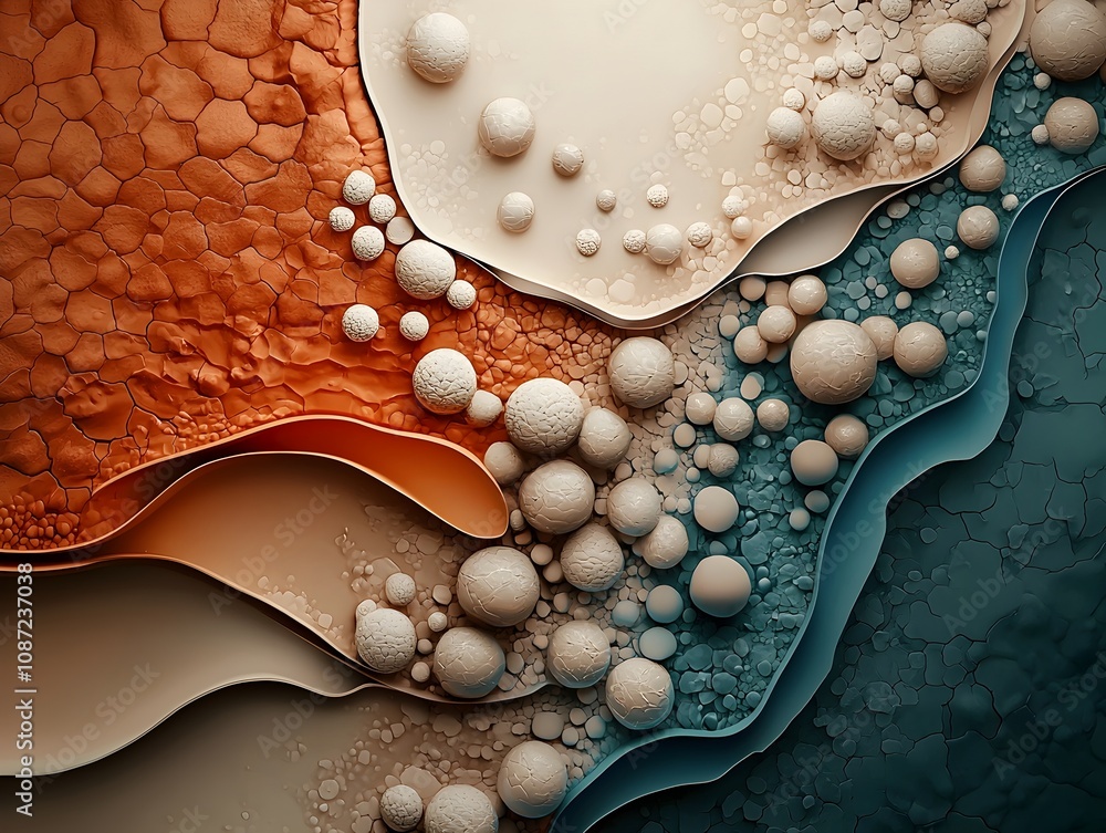 Poster mesmerizing molecular mosaic a captivating display of intricate microscopic patterns biomorphic scie