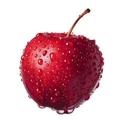 Red wet apple over transparent background Ai generated