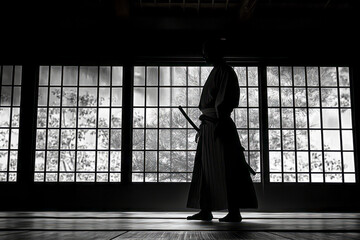 Swordsmen in a martial arts studio A captivating glimpse into the world of samurai warriors