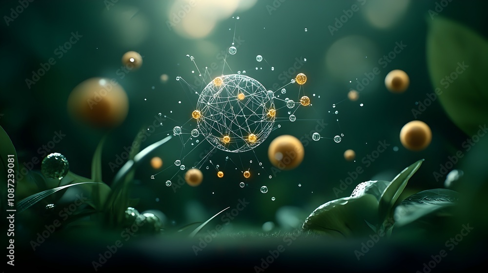 Aufkleber ethereal and mystical interpretation of the delicate molecular scaffolding of life intricate web lik