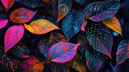 Neon Leaves in a Tropical Garden