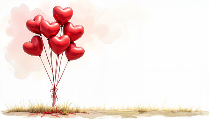 Heart-Shaped Red Balloons for Valentine's Day.