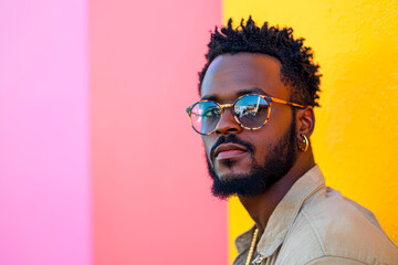 Fototapeta premium Groovy African American man a funky blend of style and soul in every image captured