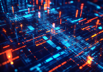 Obraz premium A digital illustration of arrows representing growth and progress in business technology marketing.