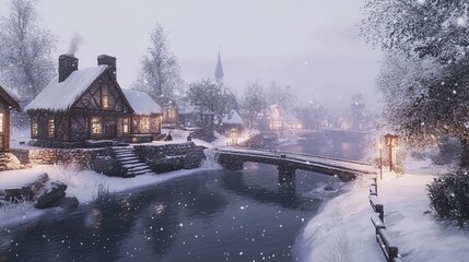 Snow-Covered Village 