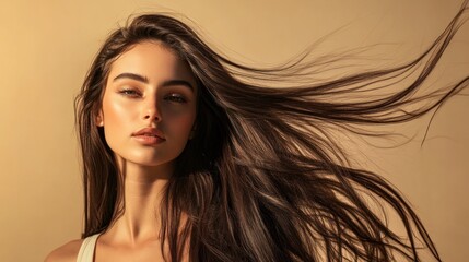 Fototapeta premium Beautiful Woman with Flowing Hair