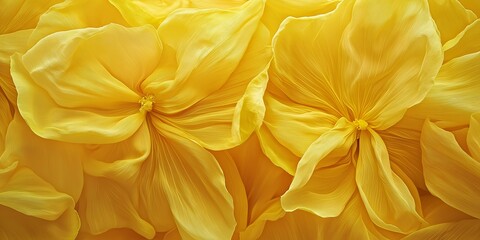 Fototapeta premium Macro image highlights soft yellow flower petals resembling delicate fabric, emphasizing natural beauty and texture.