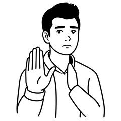 man makes stop gesture saying no