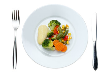 Fried vegetables on the plate