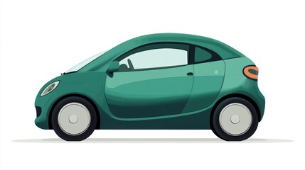Naklejka premium A side view of a compact green car on a white background.