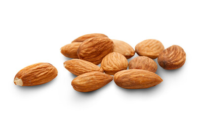 Almonds on the white background