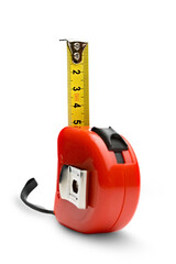Tape measure on the white background