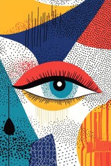abstract minimalistic vector illustration, images of eyes and geometric elements, modern art, graphic elements for website design