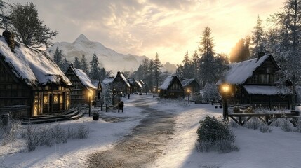 Fototapeta premium Snow-Covered Village 