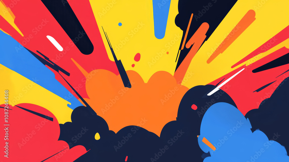 Poster vibrant explosion of colors in a dynamic abstract design illustrating energy and movement