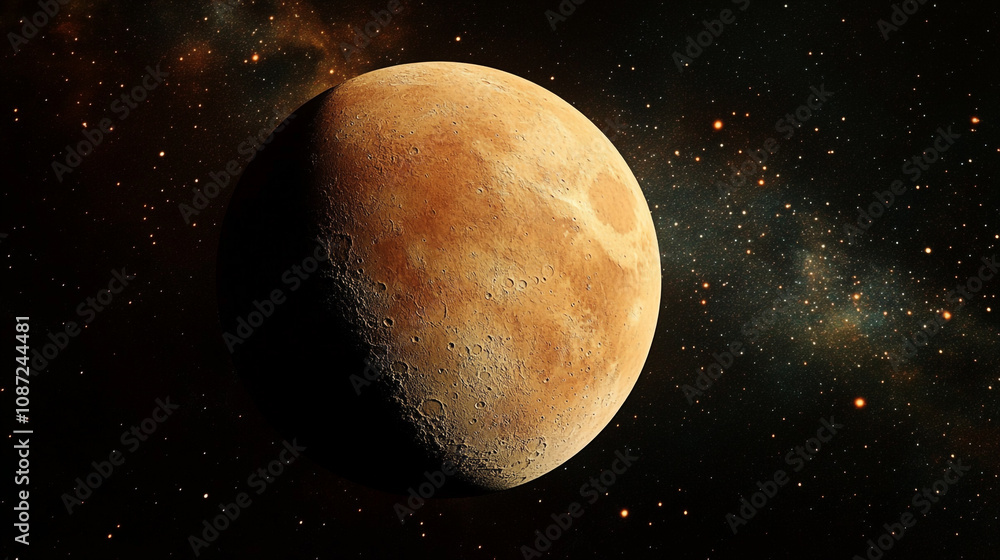Aufkleber a close view of a partially illuminated planet in the vastness of outer space at night