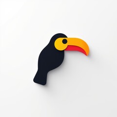 Naklejka premium Colorful Toucan Icon with Black Body and Bright Beak