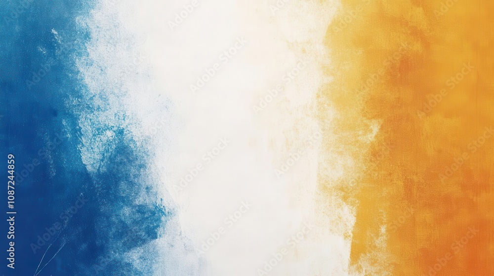 Poster abstract gradient background with retro grain noise in orange, blue, white, and yellow, creating a n