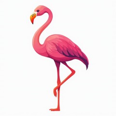 Obraz premium Vibrant Pink Flamingo Icon on One Leg