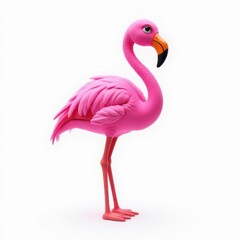 Fototapeta premium Vibrant Pink Flamingo Icon on One Leg