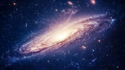 Fototapeta premium A stunning view of a spiral galaxy filled with stars and cosmic clouds in the vast universe