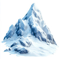 Obraz premium Whimsical Snowy Peaks: Cartoon-style Icon in Simple Shapes, Clipart on White Background -